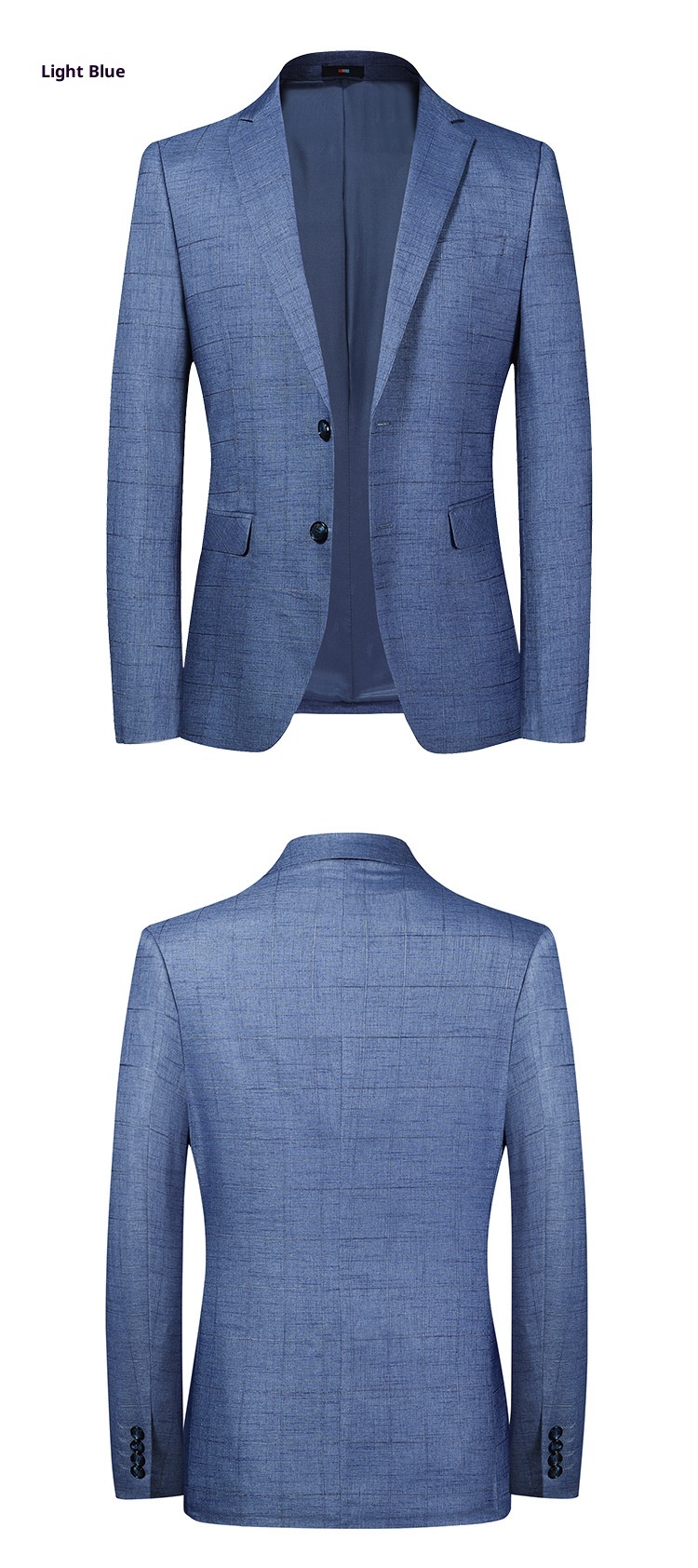 1 Laisibert Primavera Autunno Plaid Stile Coreano Slim Fit Piccolo Abito Uomo Casual Giacca Blu_voghion.com