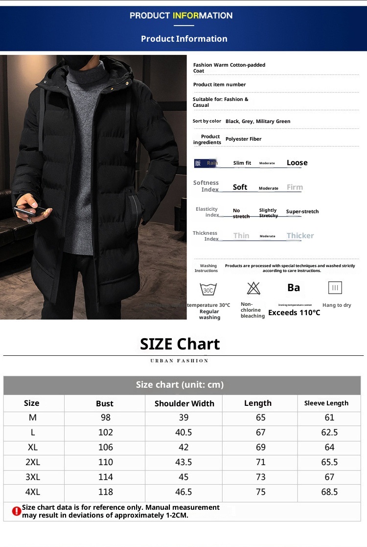 Herren-Midlong-Mantel im koreanischen Stil, trendig, dick gefüttert, Winter 2022, neue Daunen-Baumwolljacke_voghion.com