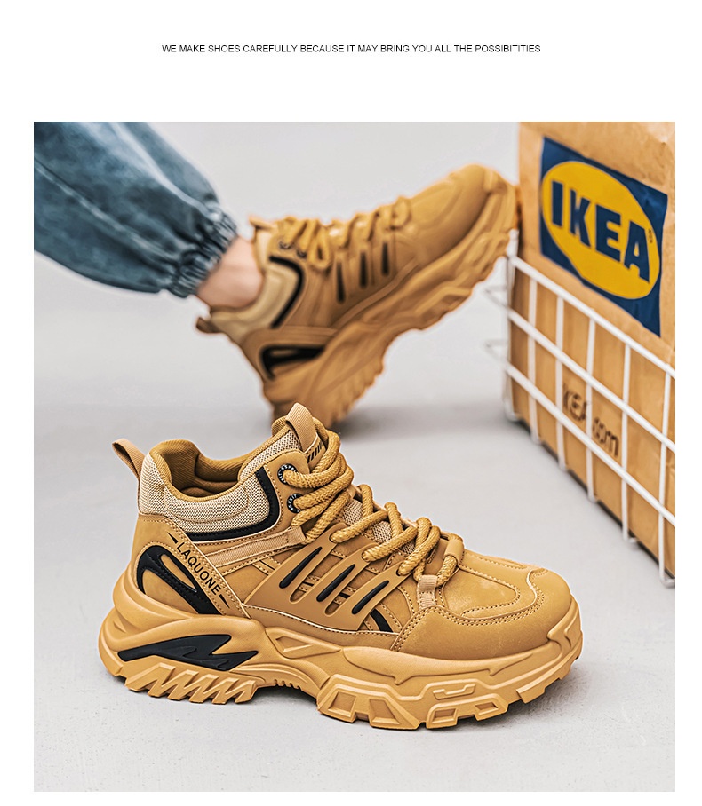 ShoeGlobe Autumn Waterproof Non-Slip Safety Shoes Men's High-Top Outdoor Hiking Sports Casual Thick-Soled Height-Increasing Martin_voghion.com