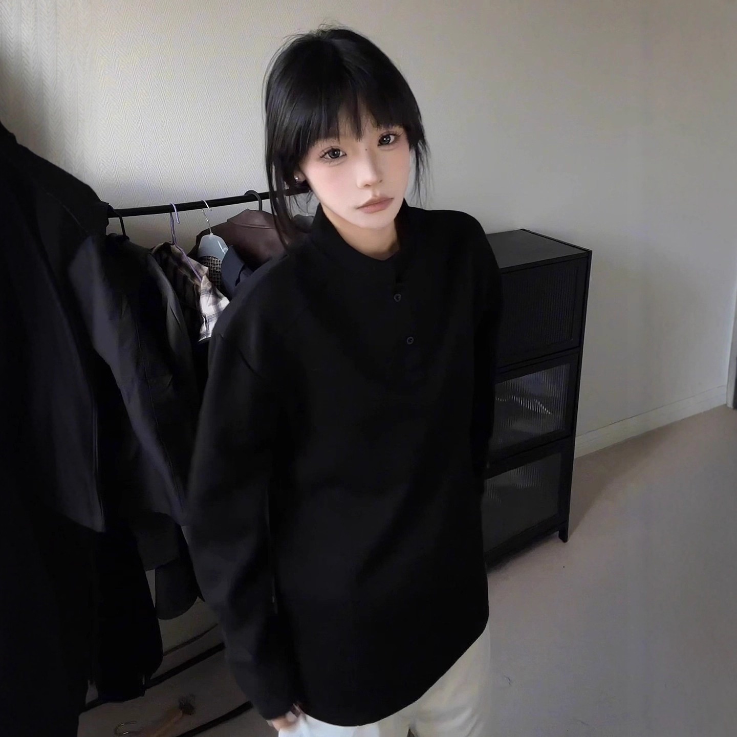 boy Boy White Gray Henry Regular Shoulder Long Sleeve T-Shirt For Men Autumn American Style Deconstructed Patchwork Heavyweight_voghion.com