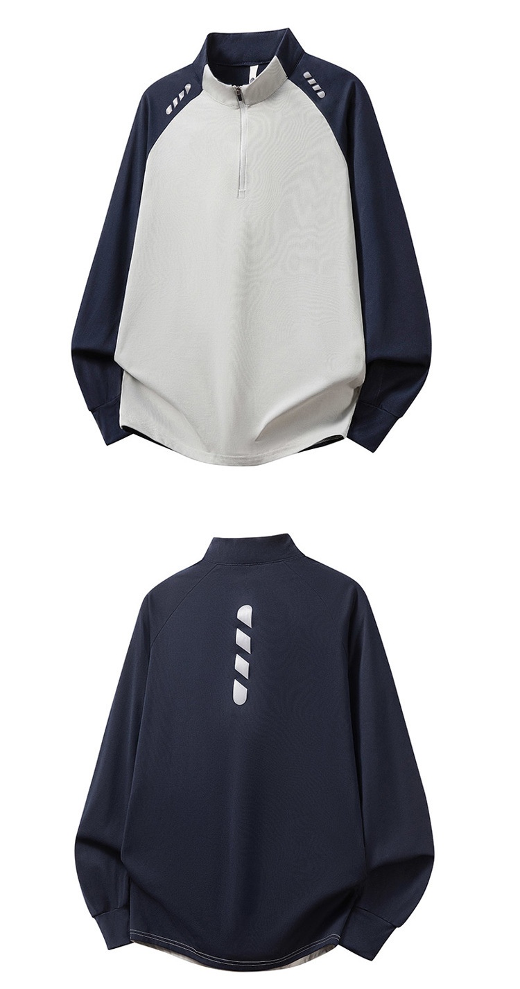 boy Boy Half-Zip Outdoor Sports Long Sleeve Quick-Dry Autumn Sun Protection Reflective Men's Running Fitness Basketball Shirt_voghion.com