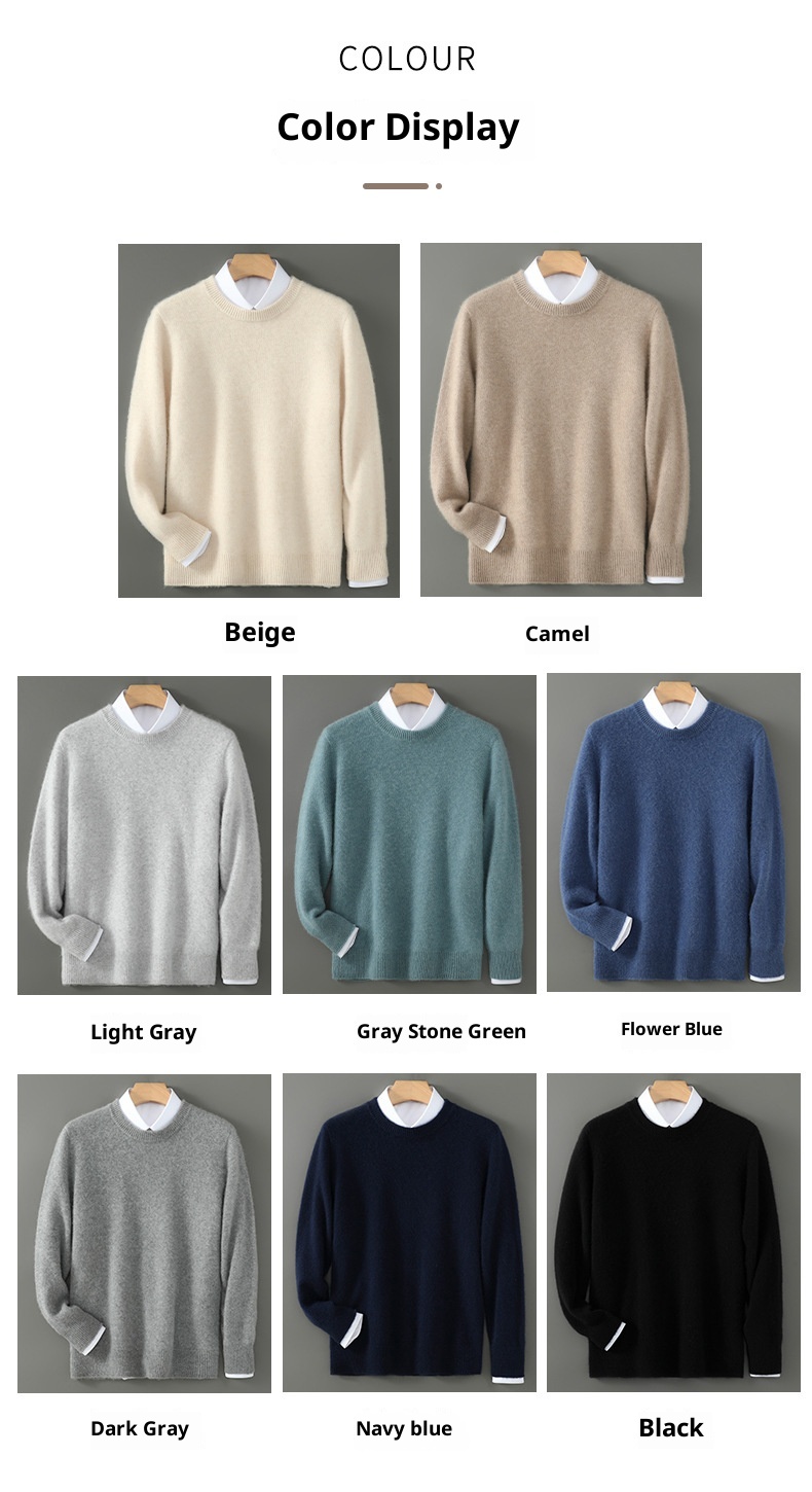 boy Boy Boy 100% Pure Wool Sweater For Men, Half Turtleneck, Thickened Business Cashmere Sweater, Loose Knitted Base Shirt_voghion.com