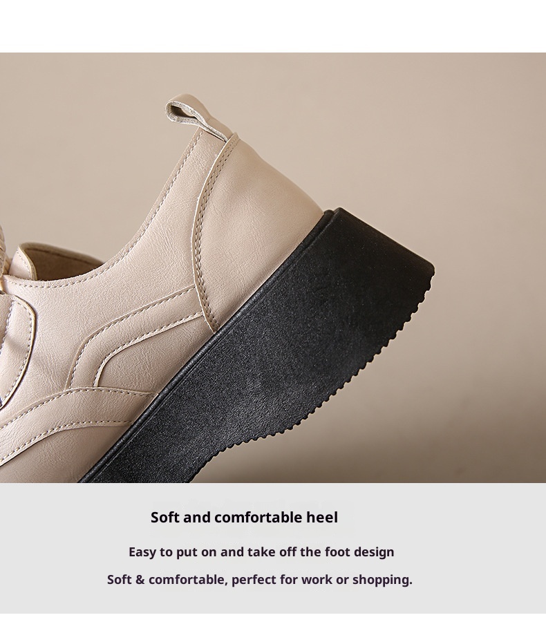 Shell Toe Dames Leren Franse Retro Dikke Zool Casual Enkel Schoenen Britse Stijl Leuke College Studenten Loafers_voghion.com