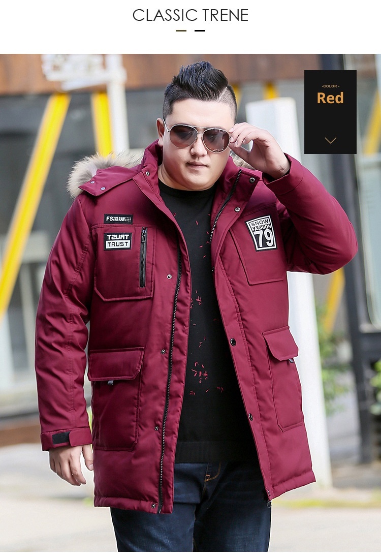 Daunenjacke in Übergröße für Jungen, mittellang, dick gefüttert, warm, Oversized-Wintermantel für Herren_voghion.com