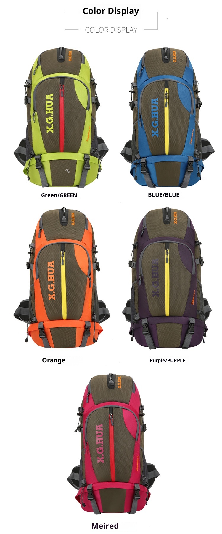 Zaino estivo ActiveGo, nuovo, da trekking, per sport all'aria aperta, a doppia spalla, per uomo, grande capacità, campeggio, viaggi, resistente all'usura_voghion.com