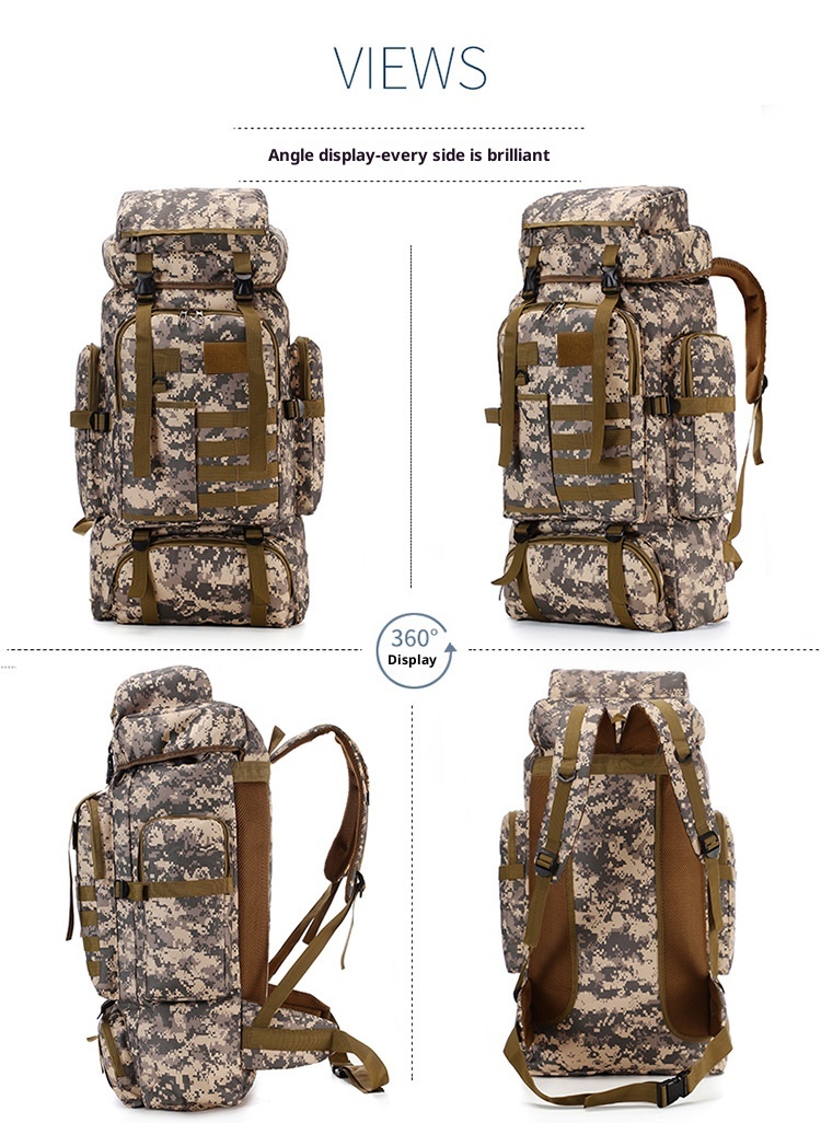 ActiveGo New 80L Tactical Camouflage Outdoor Hiking Large Capacity Waterproof Mountaineering Backpack Men Camping Travel Bag_voghion.com