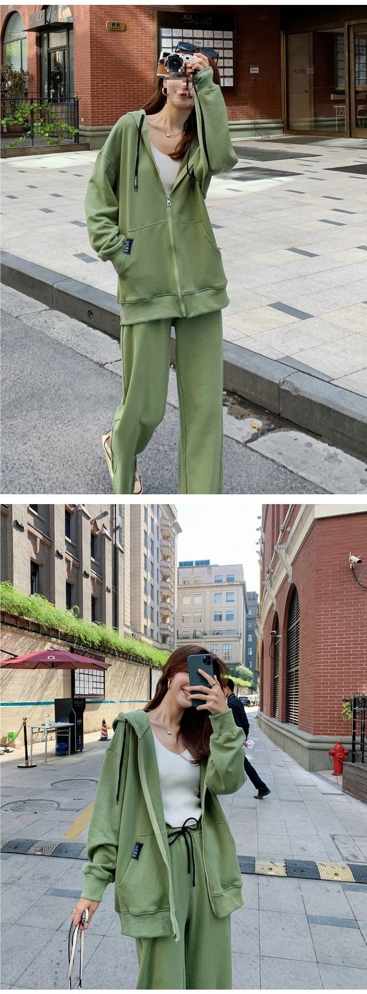 001 Plus Size Extra Large Sports Casual For Women, Spring Autumn Cardigan Sweatshirt And Wide-Leg Pants Two-Piece Set_voghion.com