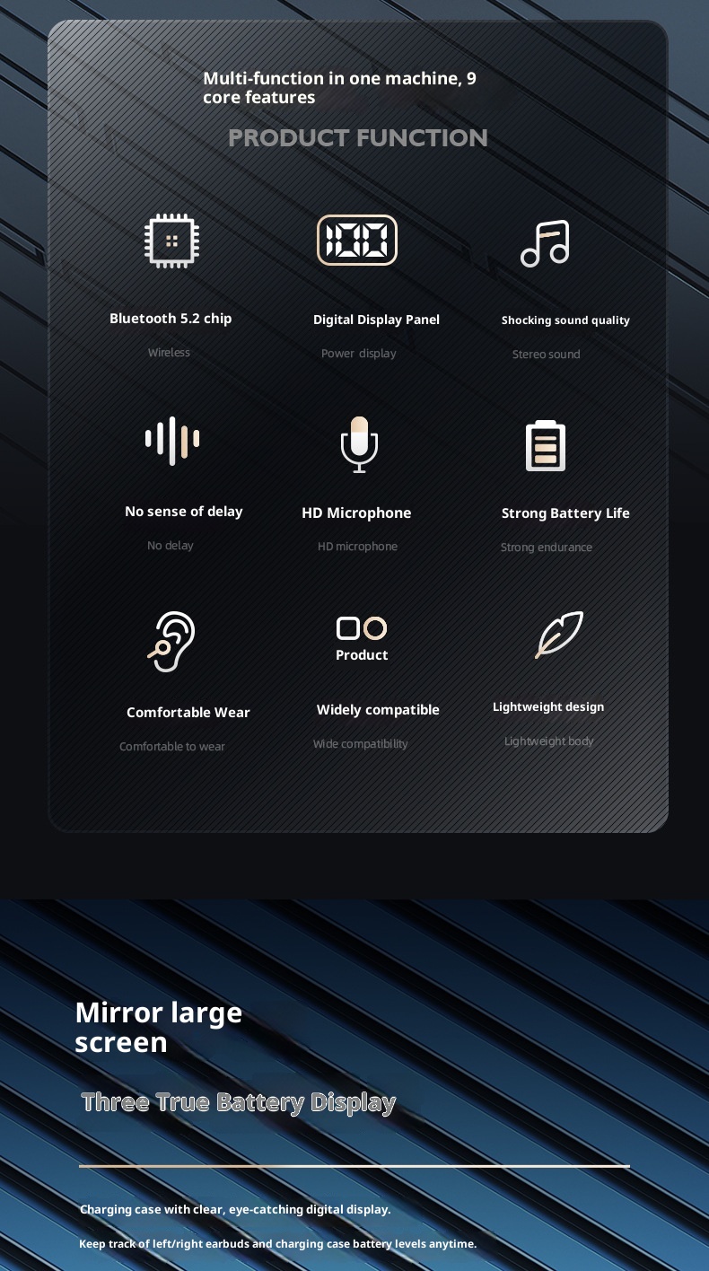 3c M9 Cross-Border New Wireless Bluetooth TWS In-Ear Long Battery Life High Sound Quality Huaqiangbei Earbuds Wholesale_voghion.com