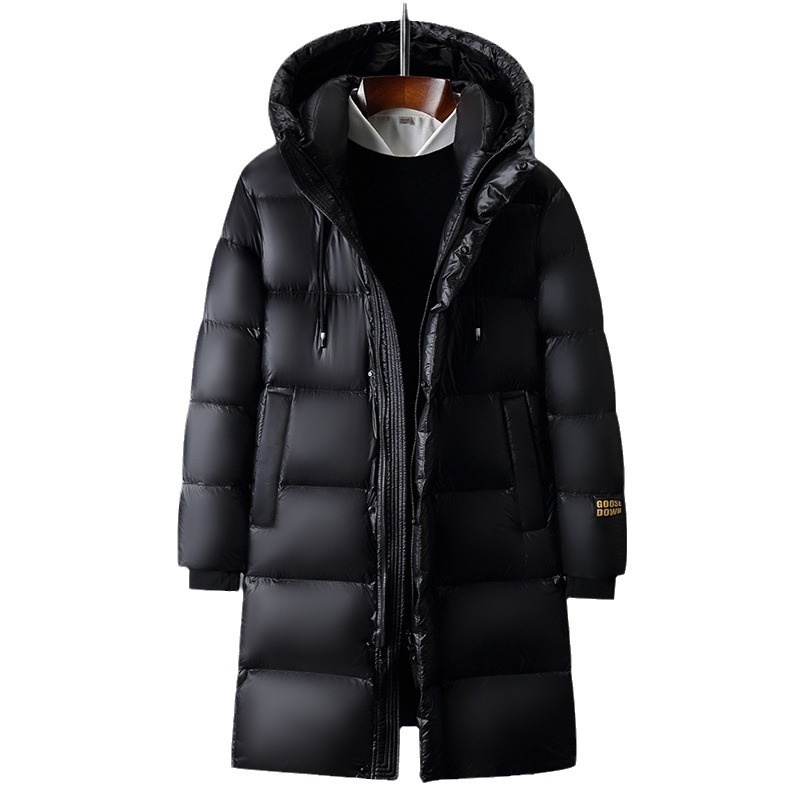 boy High-end Black Gold White Goose Thickened Down Jacket Winter Mid-length Casual Cold-proof Warm Coat Men's Trendy_voghion.com