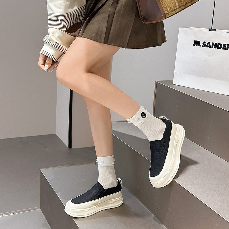 Mocassins retrô de couro genuíno para mulheres, modelo 2025, com sola grossa, estilo britânico, versáteis e fáceis de calçar para primavera e outono._voghion.com