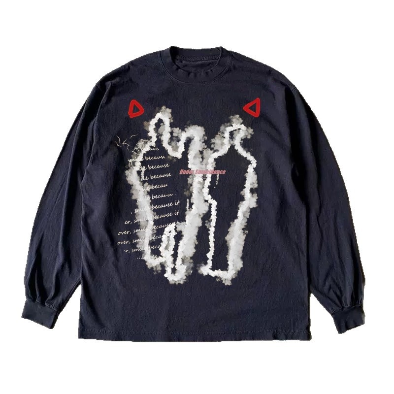 boy Boy 260g Pure Cotton Non-See-Through American Retro Printed Sweatshirt Women Spring And Autumn Long Sleeve T-Shirt For Men_voghion.com