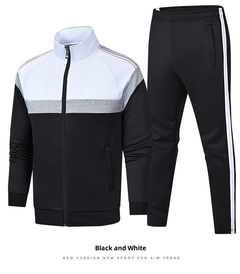 001 Cross-Border Casual Men Outdoor Sports Spring Autumn Sweatshirt Jacket School Group Uniform Two-Piece Set_voghion.com
