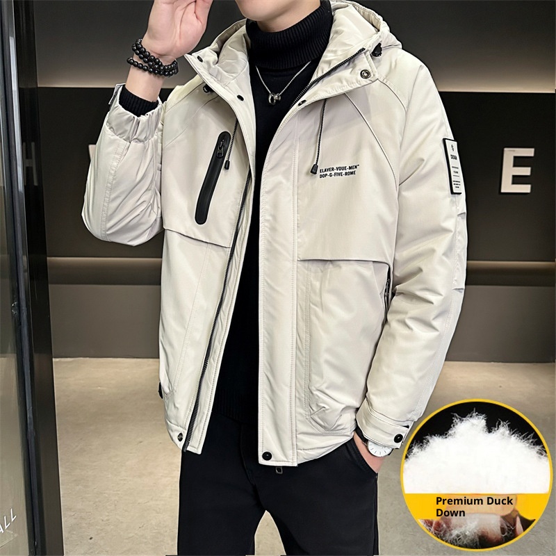 Winterdaunenjacke im gleichen Stil für Herren, trendige Marke, attraktive Kapuzenjacke, Arbeitskleidung, dicker, warmer Mantel_voghion.com