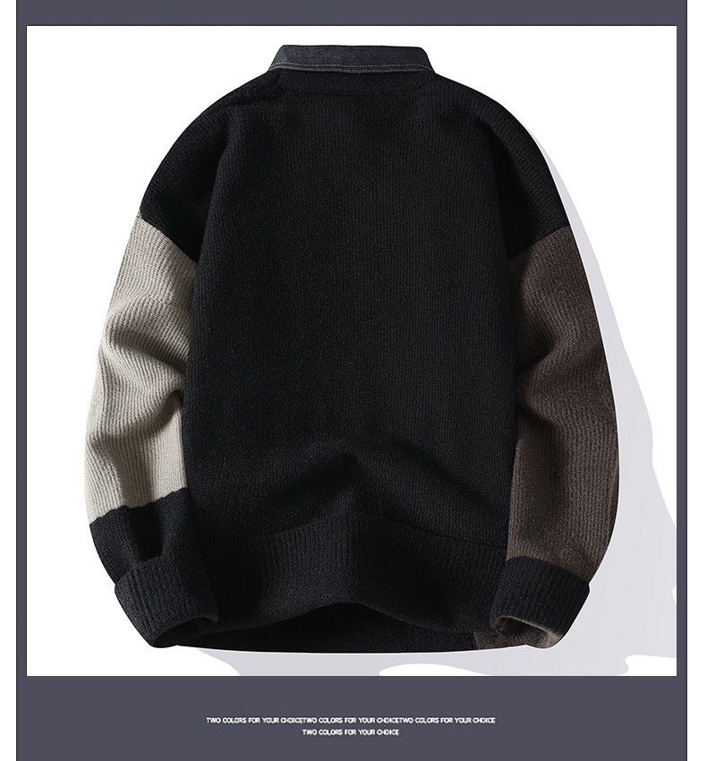 1 Anyang Maglione caldo e spesso con colletto a camicia da uomo in due pezzi autunno inverno 2024 all'ingrosso_voghion.com