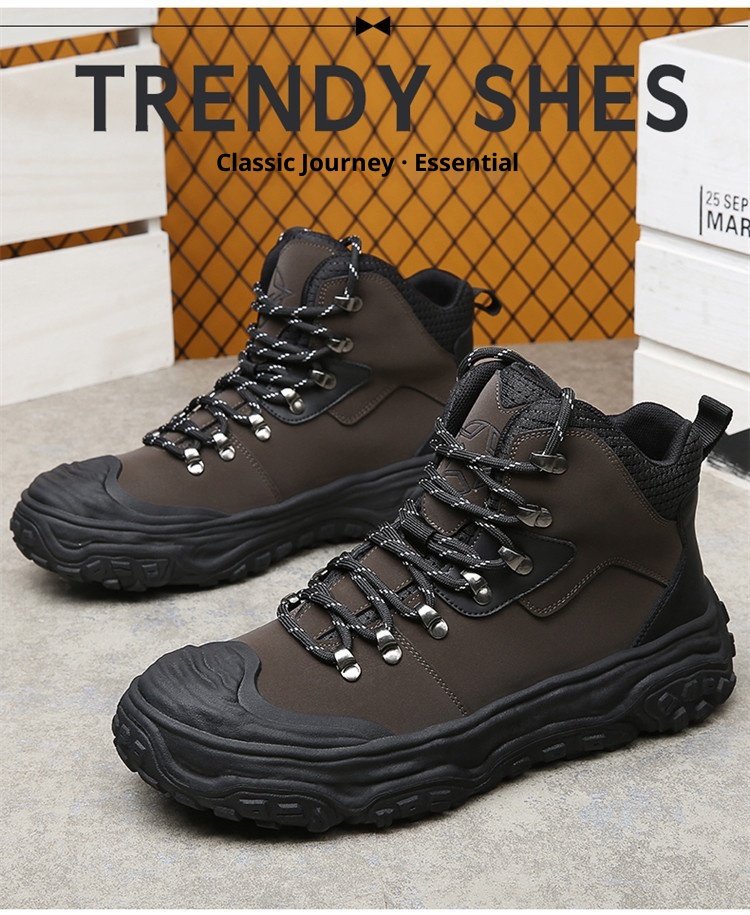 ShoeGlobe Men's Hiking Autumn Winter Outdoor Sports Casual Warm Construction Site Non-Slip Wear-Resistant Work Waterproof Trendy_voghion.com
