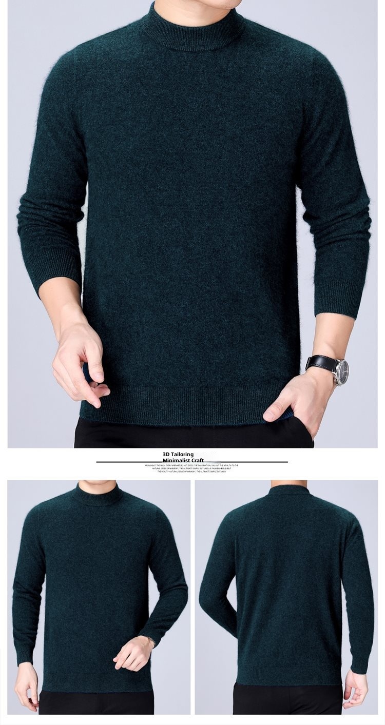 1 autentico maglione in pura lana ispessita per uomo, maglione a collo alto, strato di base per la mezza età, maglione da papà_voghion.com
