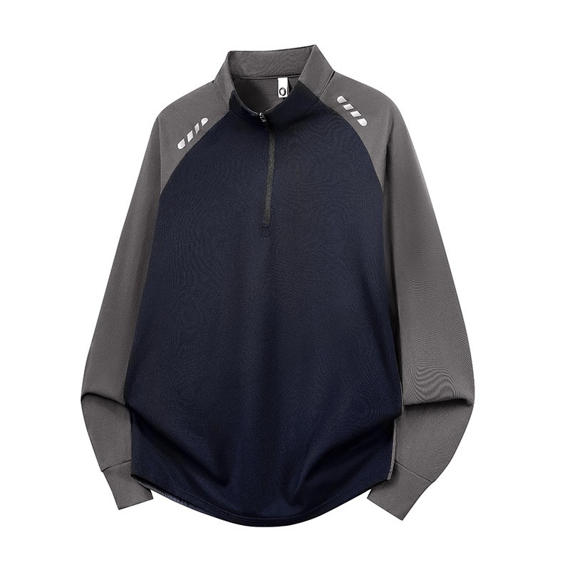 boy Boy Half-Zip Outdoor Sports Long Sleeve Quick-Dry Autumn Sun Protection Reflective Men's Running Fitness Basketball Shirt_voghion.com