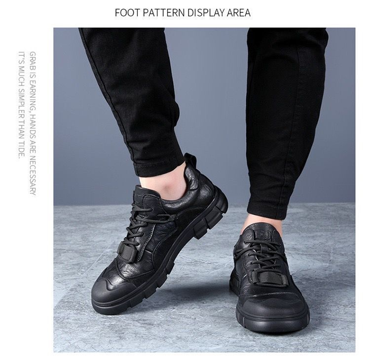 ShoeGlobe 2025 Spring New Men's Casual Men Genuine Leather Versatile Waterproof Non-Slip Outdoor Sports Work Hiking Shoes_voghion.com