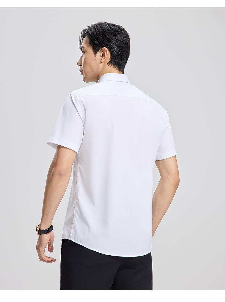 ForMen Men's Short Sleeve With Mulberry Silk, Wrinkle-Free, Professional Workwear, Summer Thin Business Shirt_voghion.com