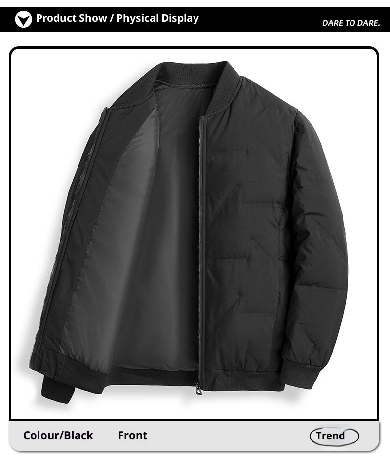boy Business Men's Warm 2023 Autumn Winter Short Thickened Slim Fit Duck Down Baseball Jacket Coat For Men_voghion.com