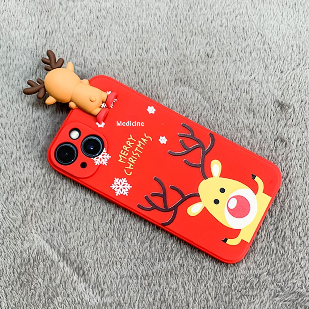 TechGlobe Suitable For 17 16 Pro Max Christmas Snowman Cartoon Reindeer Embossed Doll Phone Case_voghion.com