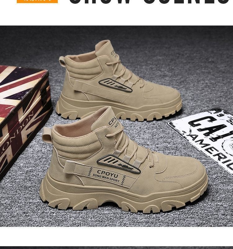 ShoeGlobe Martin Spring da uomo, stivali da trekking alti, impermeabili, antiscivolo, da lavoro e da esterno, con suola spessa e altezza maggiorata_voghion.com