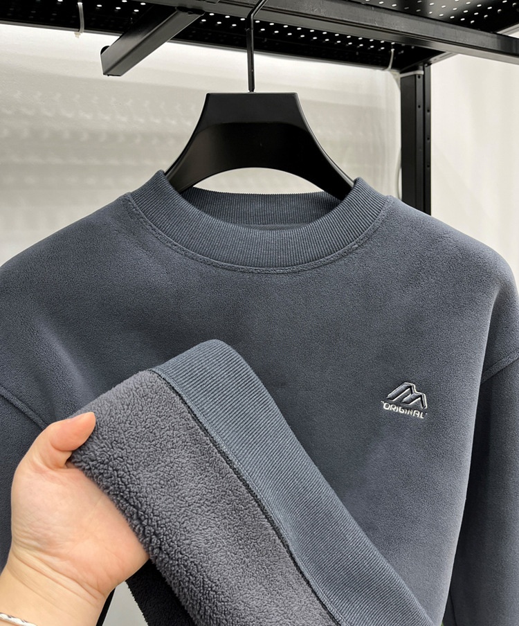 Felpa invernale da uomo con fodera in pile autoriscaldante, spessa, antifreddo, con scollo rotondo, [lana di alpaca] Bestseller_voghion.com