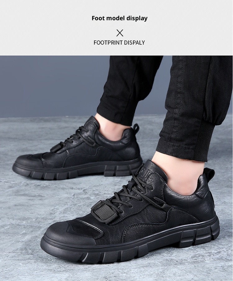 ShoeGlobe 2025 Spring New Men's Casual Men Genuine Leather Versatile Waterproof Non-Slip Outdoor Sports Work Hiking Shoes_voghion.com