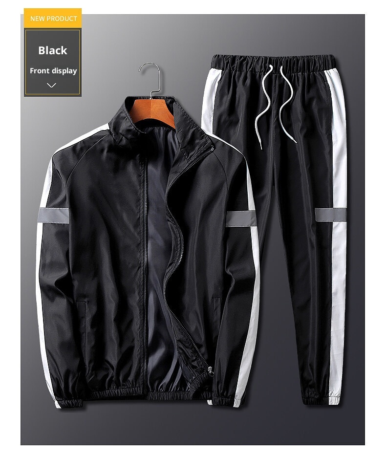 001 2022 Spring And Autumn Casual Sports Suit Korean Version Trendy Handsome Long Sleeve Jacket Men's Two-piece Set_voghion.com