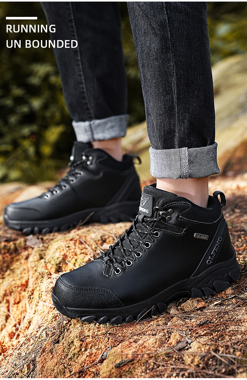 ShoeGlobe Winterschuhe mit dicker Sohle, rutschfest, wasserdicht, hoch geschnitten, für Outdoor-Aktivitäten wie Wandern und Freizeit._voghion.com