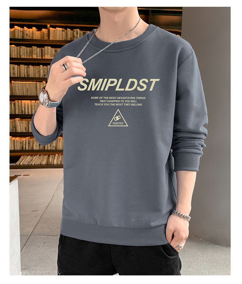 Garçon Nouveaux vêtements d'automne printemps T-shirt à manches longues Chemise de base Pull à col rond pour homme_voghion.com