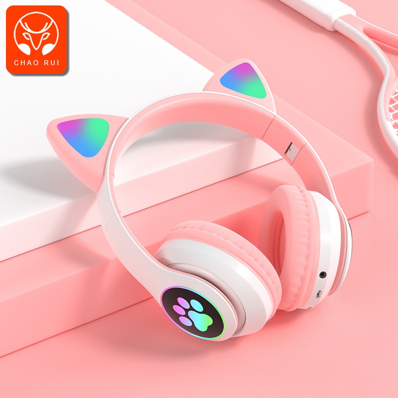 3c Cat Ear Bluetooth Headphones Over-Ear Compatible With Huawei And Wireless Sports Running Gaming Headset 5.3_voghion.com