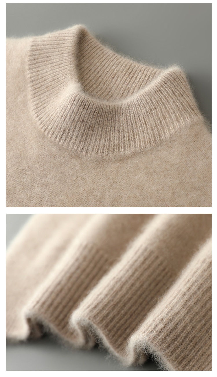 boy Boy Boy 100% Pure Wool Sweater For Men, Half Turtleneck, Thickened Business Cashmere Sweater, Loose Knitted Base Shirt_voghion.com