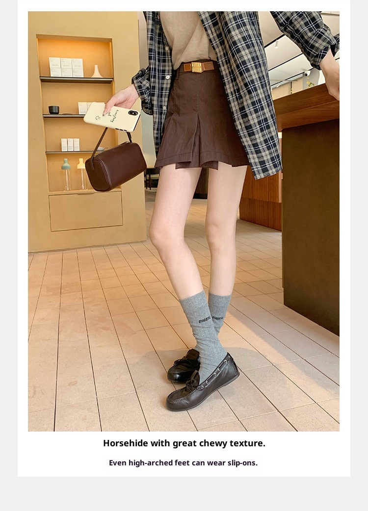 Grape Mom Same In Stock ~ Washed Horse Pattern British Style Bowknot Versatile Comfortable Loafers For Women_voghion.com