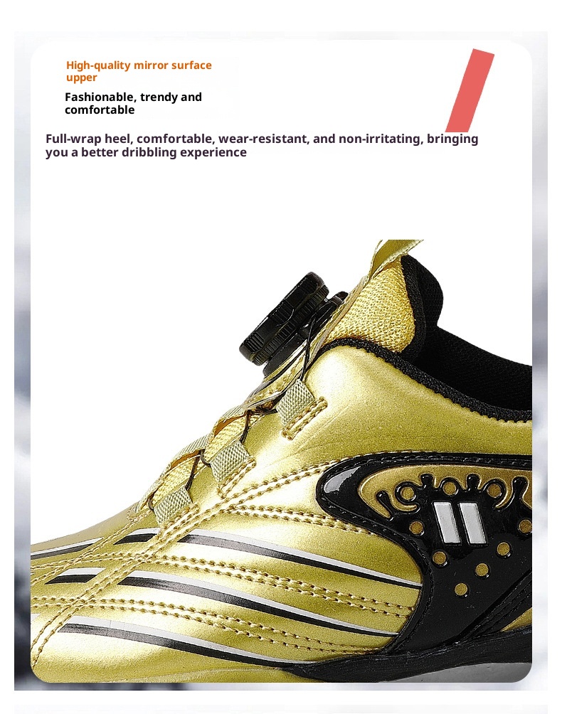 ShoeGlobe Football Shoes For Men, Women, And Children, Low-Top, Competition-Specific, Non-Slip Sports Gold Spikes, Student_voghion.com