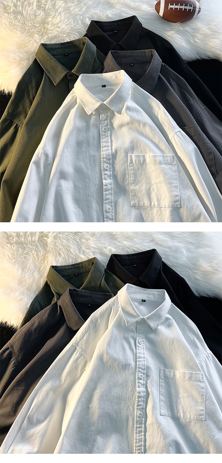 Camicia da uomo in puro cotone a strati casual americano a maniche lunghe, stile giapponese City Boy Base, primavera e autunno ForMen_voghion.com