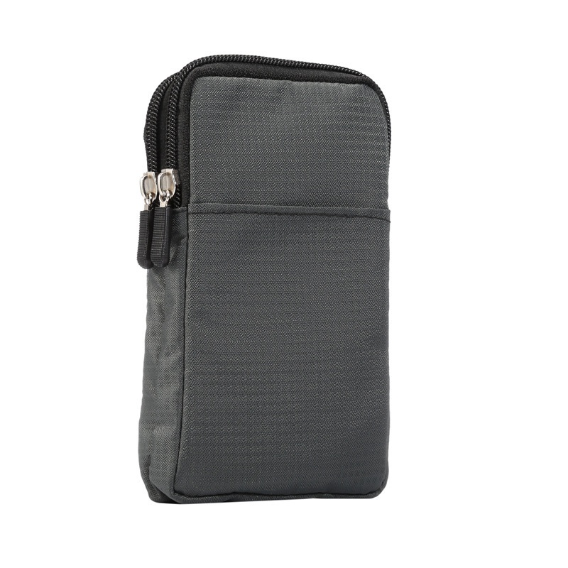 TechGlobe Universal Plaid Canvas Zipper For IPhone 11 Samsung Huawei Phone Waist Hanging Bag Protective Case_voghion.com