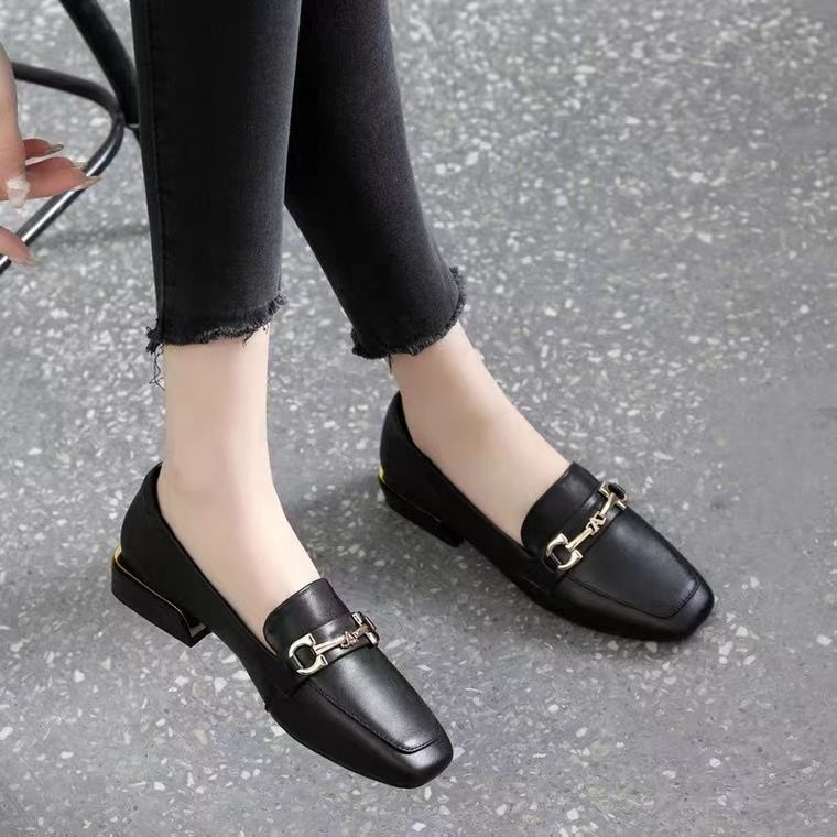 Women's Soft Sole Flat Thick 2025 Spring Autumn New Low Heel Leather Shoes British Style Comfortable Loafers_voghion.com
