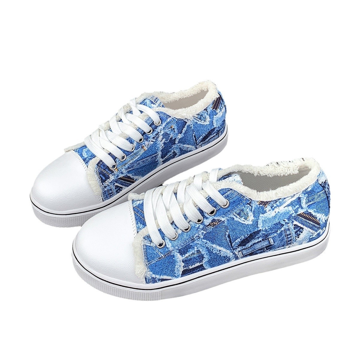 Tênis feminino plus size de lona com estampa colorida, estilo europeu e americano, para primavera/outono, novo modelo._voghion.com