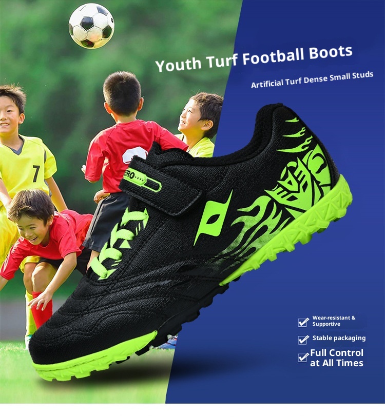Botas de fútbol ShoeGlobe Cross-Border para jóvenes y niños, con cierre de velcro. Zapatillas deportivas para entrenamiento de fútbol infantil._voghion.com