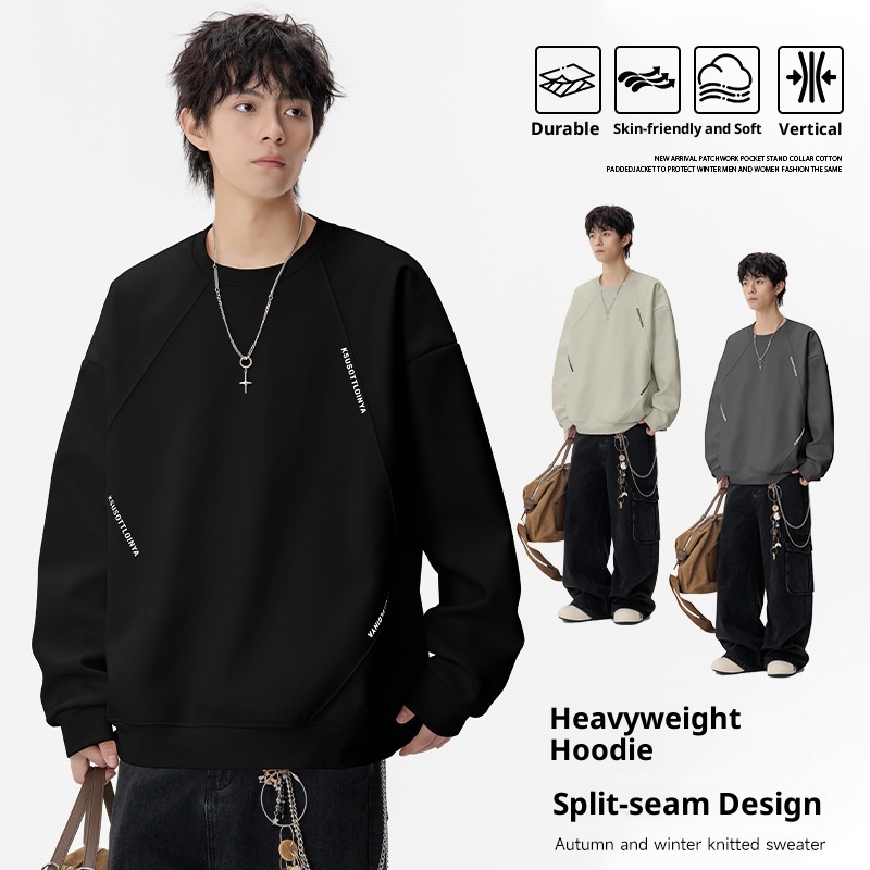 boy ACU Men's Clothing|Heavyweight American Style Crew Neck Autumn Winter Sweatshirt For Men, Structured Patchwork Pullover_voghion.com