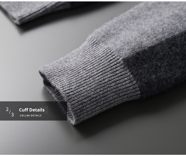 001 Neuer, dicker, lässiger Kaschmiranzug für Herren, bestehend aus einem Wollpullover mit halbem Rollkragen, einer Strickjacke mit Reißverschluss und einer locker sitzenden Hose._voghion.com