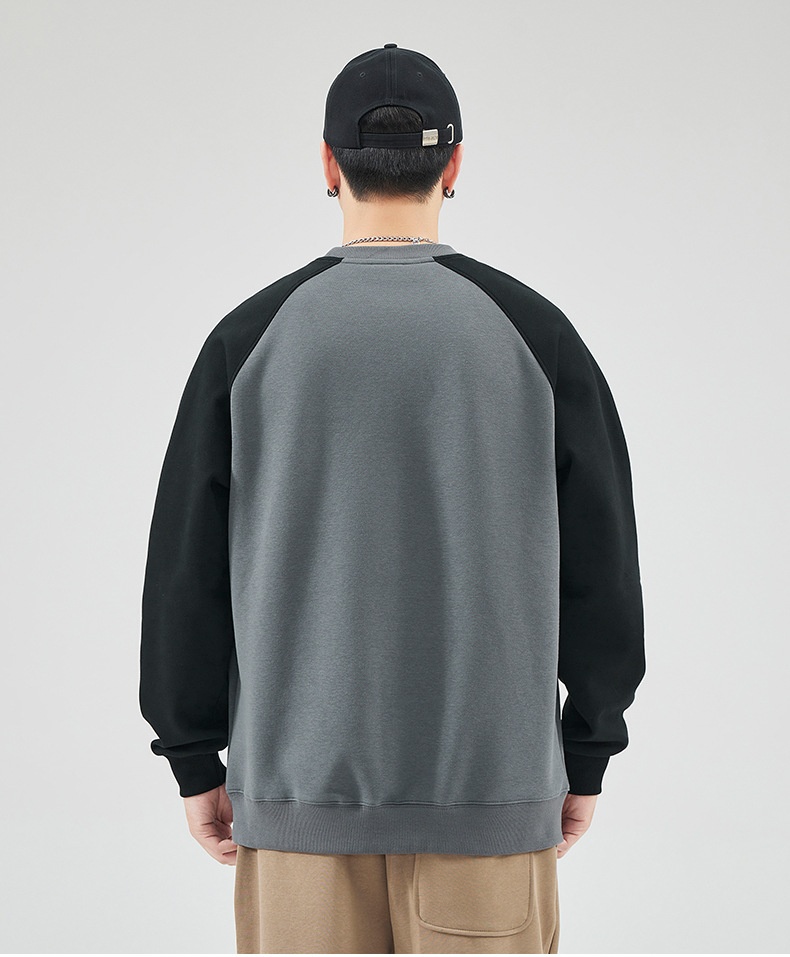 Sweat-shirt à col rond pour homme, manches longues, coupe ample, collection automne 2024, marque de mode masculine polyvalente, style Hong Kong_voghion.com