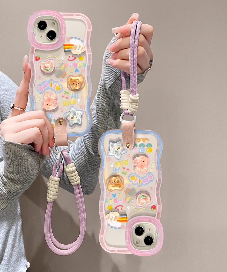 TechGlobe-kompatible Handyhülle für iPhone 15 Pro Max, iPhone 14 Cloud Doll Lanyard, iPhone 16 Unsichtbarer Doppelständer, iPhone 17 Silikon_voghion.com