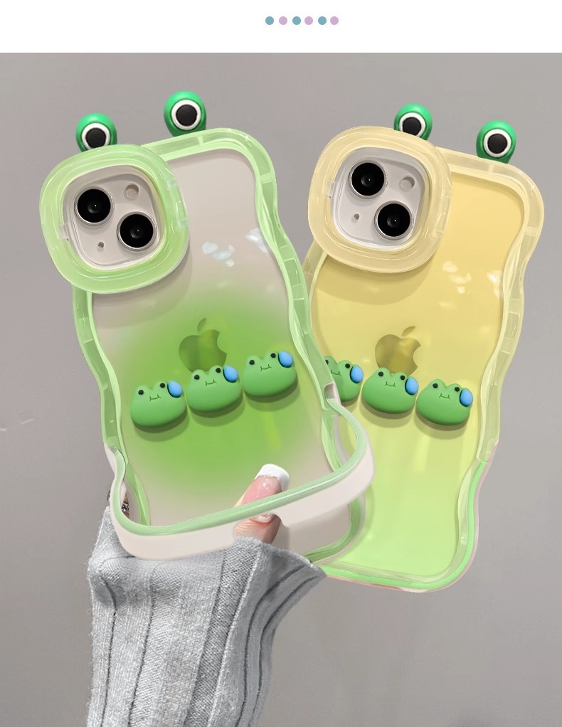 TechGlobe Kompatible Handyhülle 13 15 Plus Gradient Sweat Frog Plüsch 14 Pro Dual Stand 12 Niche Silikon X_voghion.com