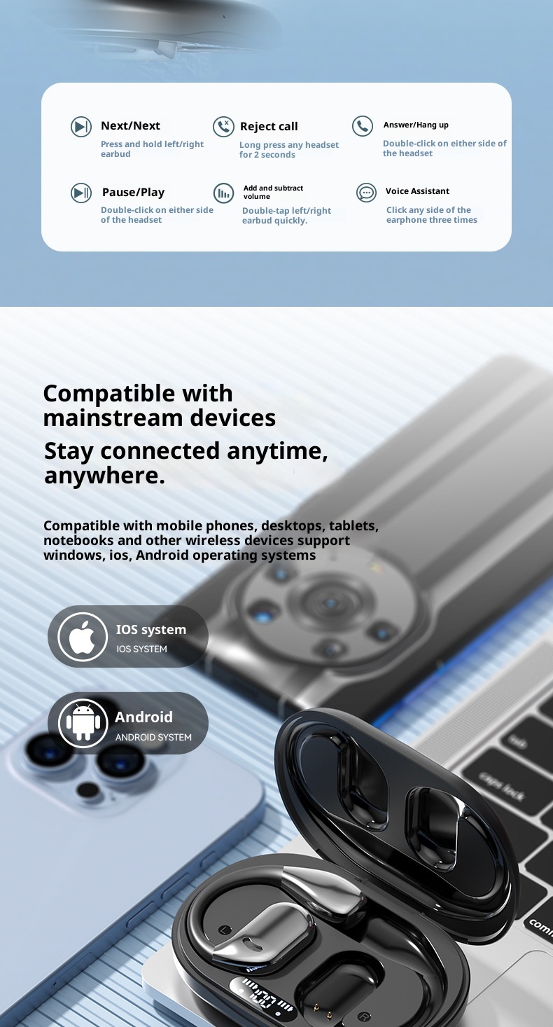 3c OWS Privémodel Draadloze Open Ear Bluetooth Lange Batterijduur Ruisonderdrukkende Sport Over-Ear Oordopjes_voghion.com