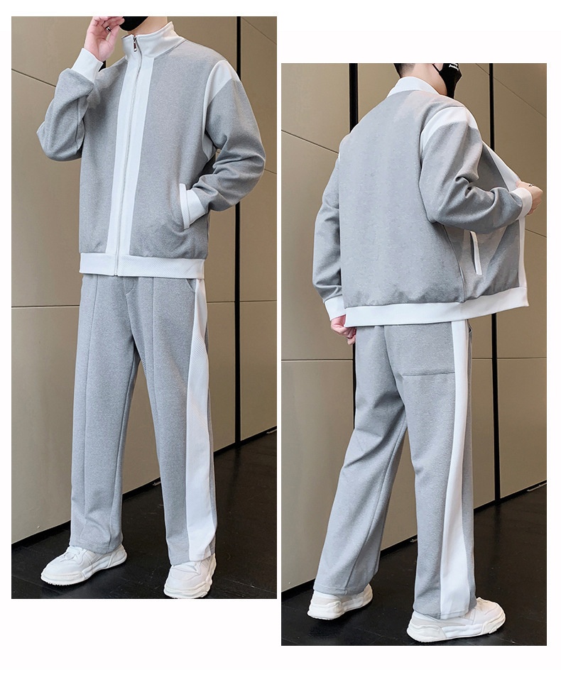 001 Lässiger Sportanzug für Herren, Stehkragenjacke für Frühling und Herbst, modisches Patchwork-Sweatshirt, Sportbekleidung für Jugendliche, Live_voghion.com