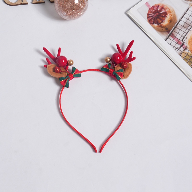 Lillian Cute Reindeer Antlers Five-Star Children's Christmas Headband Accessories Hair Clips Decorations_voghion.com