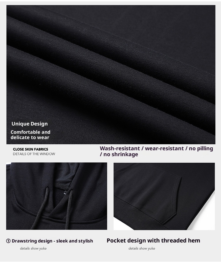 001 100% Cotton Sports Suit For Men, Spring Autumn Hooded Sweatshirt And Casual Sweatpants Two-Piece Set, Fleece-Lined, Plus_voghion.com