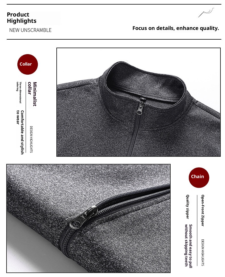 001 Lässige Sportbekleidung für Herren, Frühling/Herbst, Langarm-Set mit Sweatshirt und langer Hose, Laufbekleidung und Fitnessbekleidung_voghion.com